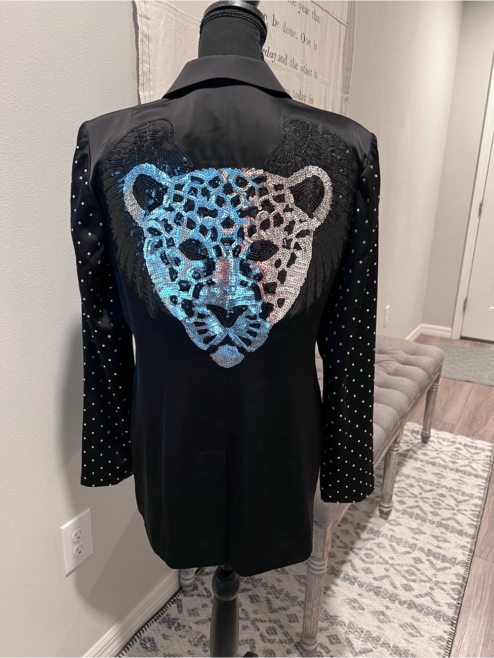 DANIELLE BERNSTEIN Black Blazer with Rhinestone Sleeves